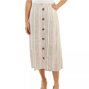 Francesca’s Jun Ivy A Line Midi Skirt Striped Size L